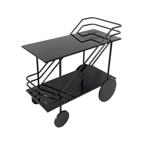 Kücheninsel Barwagen und zum Servieren von modernen Bars und Servierwagen, 2-stöckiger Barwagen aus Glas und Metall, Kücheninsel mit Rollen, Ablagefach mit Insel Kaffee von Hhaoran-9868