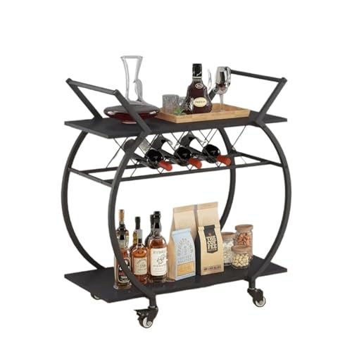 Kücheninsel Moderner Barwagen mit Weinregal, Weißer Weinwagen mit Rädern, Industrieller Getränkerollender Küchen-Servierwagen mit Stauraum, Kücheninselwagen mit Stauraum(Weiß) von Hhaoran-9868