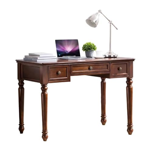 Studiertisch Schreibtisch Schreibtisch-Arbeitsplatz aus Massivholz mit Stauraum, rustikaler Schreibtisch Kirsch-Walnussholz for das Home Office, Arbeitszimmermöbel Gaming-PC-Arbeitstisch(S) von Hhaoran-9868
