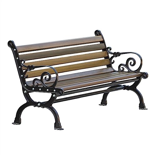 Außenbereich Gartenbank, Außenbank, Terrassenbank, 3-Personen-Verandasitz aus Metall, Stahlrahmenmöbel mit exquisit geschnitzten Armlehnen for Yard Park Path Lawn Deck für Terrasse & Balkon(180x57x77C von Hhmmei2024-23