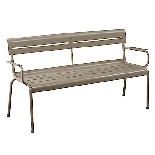 Außenbereich Terrassenbank for den Außenbereich, rostbeständige Bank aus Aluminiumlegierung for 2 Personen mit Rückenlehne, Freizeitstuhl for den Außenbereich for Balkon, Garten, Terrasse, Hinterhof, von Hhmmei2024-23