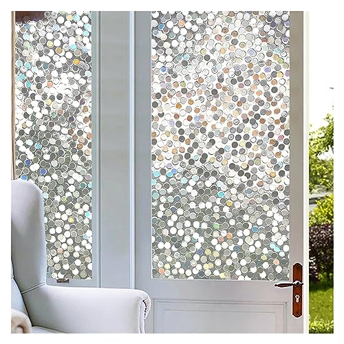 Fensterfolie Blickdicht Selbsthaftende 3D Clear Circle Decor Buntglas-Fensterfolie mit Regenbogeneffekt, abnehmbarer, selbstklebender Glasaufkleber, statisch haftender Fensteraufkleber für Bad Büro Wo von Hhmmei2024-23