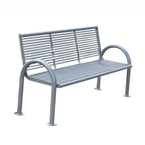 Hhmmei2024-23 Außenbereich Verzinkte Gartenbank mit Rückenlehne Mehrpersonen-Parkbank für Terrasse & Balkon(Grigio) von Hhmmei2024-23