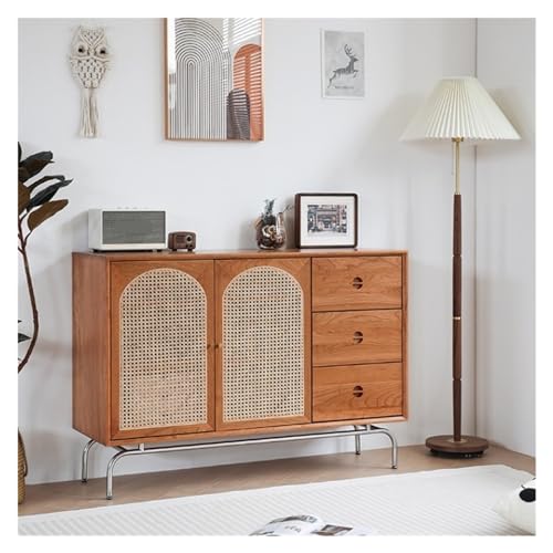 Hhmmei2024-23 Buffetschrank Massivholz Sideboard Haushalt Wohnzimmer Multifunktionale Lagerung Speisekammer Schrank Eingangsbereich Lagerung Rattan Sideboard Bauernhaus-Lagerschrank von Hhmmei2024-23