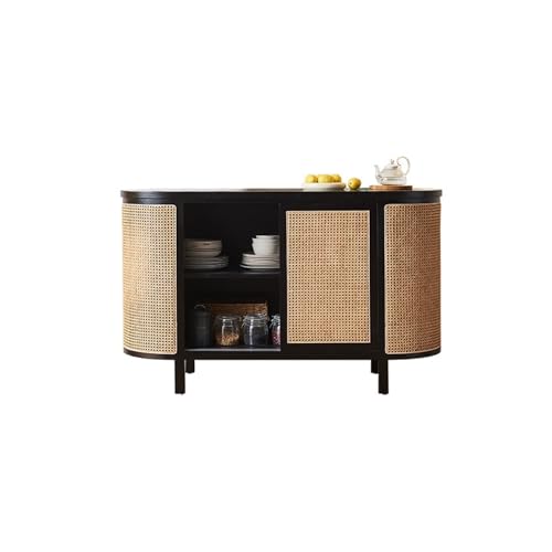 Hhmmei2024-23 Buffetschrank Rattan Sideboard Haushalt Massivholz Esszimmer Sideboard Doppel Log Schwarz Eingangsbereich Schrank Bauernhaus-Lagerschrank von Hhmmei2024-23
