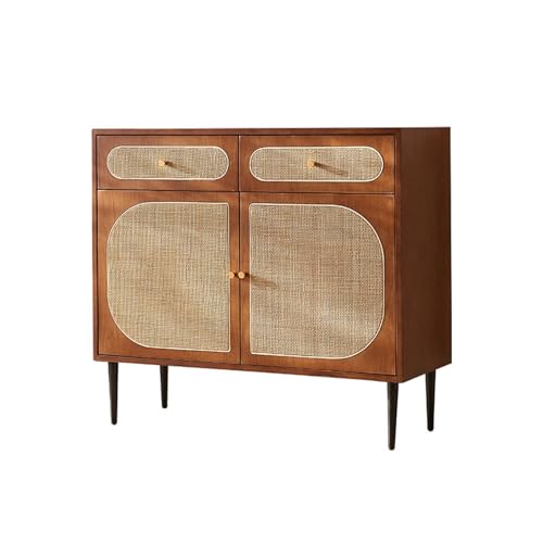 Hhmmei2024-23 Buffetschrank Sideboard aus Massivholz, Kleiner Haushaltsschrank for den Haushalt, Wohnzimmer, Eschenholz, Rattan, Korbgeflecht, Aufbewahrungsschrank Bauernhaus-Lagerschrank von Hhmmei2024-23