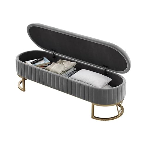 Hhmmei2024-23 Hocker am Bettende Aufbewahrungsbank, gepolsterter Nachttischhocker mit Metallbeinen, Moderne Aufbewahrungsbank for den Eingangsbereich des Wohnzimmers(Grigio,Groß) von Hhmmei2024-23