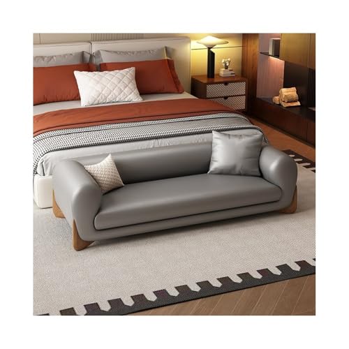 Hhmmei2024-23 Hocker am Bettende Bett-Endhocker, leichte Luxus-Ledersofabank, Schlafzimmer-Bett-Endbank, Sofa, Bekleidungsgeschäft, Garderobe, Nachttischhocker(Grigio,Groß) von Hhmmei2024-23