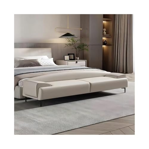 Hhmmei2024-23 Hocker am Bettende Leichte Luxus-Nachttischbank, Lange Bank, Schlafzimmer, High-End-Bettfußbank, Bettfuß-Sofabank mit Rückenlehne, Garderoben-Kleiderbank(Off-White) von Hhmmei2024-23