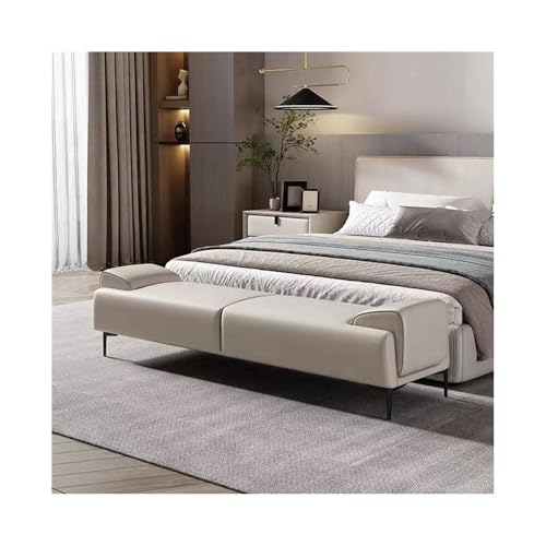 Hhmmei2024-23 Hocker am Bettende Leichter Luxus-Nachttischhocker Schlafzimmer High-End-Bettfußbank Bettfußsofabank Garderoben-Kleiderbank(Off-White) von Hhmmei2024-23