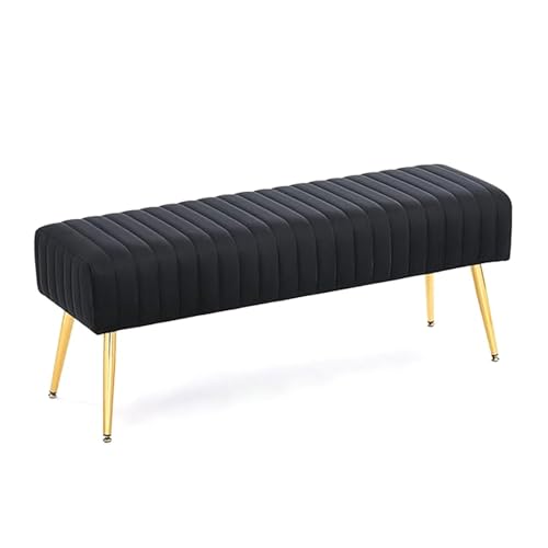 Hhmmei2024-23 Hocker am Bettende Ottomane aus Samt, Moderne gepolsterte Schlafzimmerbänke, Fußstützenhocker, Innenbank for Eingangsbereich und Wohnzimmer(Schwarz) von Hhmmei2024-23