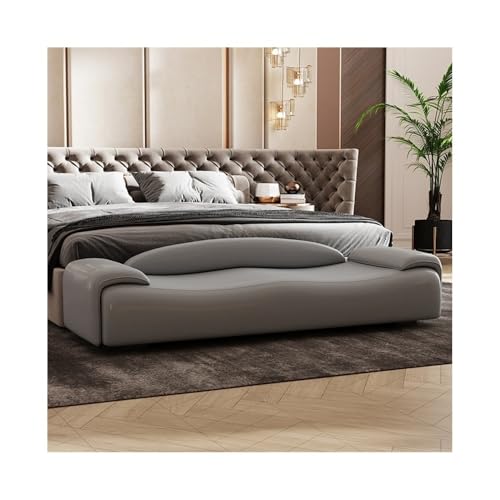 Hhmmei2024-23 Hocker am Bettende Schlafzimmer-Bett-Endhocker mit Rückenlehne, Lange Sofabank, leichte Luxus-Kleiderbank, Garderoben-Schuhwechselbank(Grigio,Mittel) von Hhmmei2024-23