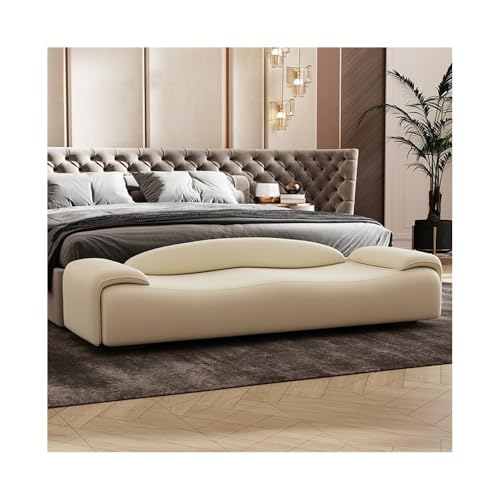 Hhmmei2024-23 Hocker am Bettende Schlafzimmer-Bett-Endhocker mit Rückenlehne, Lange Sofabank, leichte Luxus-Kleiderbank, Garderoben-Schuhwechselbank(Off-White,Mittel) von Hhmmei2024-23