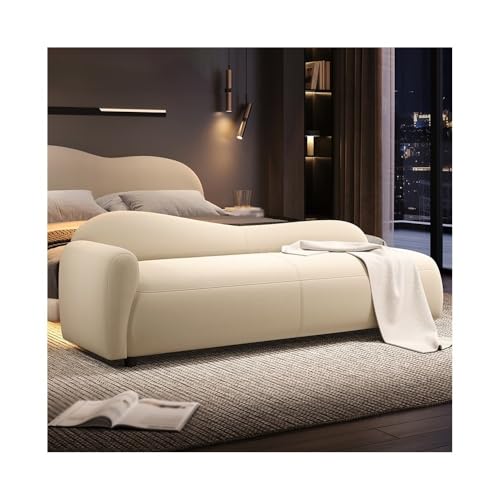 Hhmmei2024-23 Hocker am Bettende Schlafzimmer Nachttisch Hocker Sofa Chaiselongue Kleine Wohnung Bank Creme Stil Einfache Sofa Bank(Off-White,Mittel) von Hhmmei2024-23