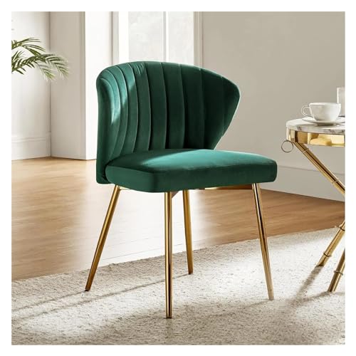 Hhmmei2024-23 Küchen-Esszimmerstuhl Esszimmerstuhl aus Samt, moderner Kleiner Schminkstuhl mit Metallrückenlehne, eleganter getufteter Akzentstuhl ohne Armlehnen, Wohnzimmer Wohnzimmerstuhl(Green) von Hhmmei2024-23
