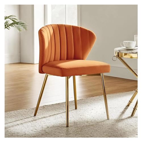 Hhmmei2024-23 Küchen-Esszimmerstuhl Esszimmerstuhl aus Samt, moderner Kleiner Schminkstuhl mit Metallrückenlehne, eleganter getufteter Akzentstuhl ohne Armlehnen, Wohnzimmer Wohnzimmerstuhl(Orange) von Hhmmei2024-23