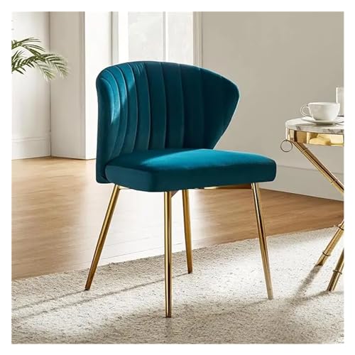 Hhmmei2024-23 Küchen-Esszimmerstuhl Esszimmerstuhl aus Samt, moderner Kleiner Schminkstuhl mit Metallrückenlehne, eleganter getufteter Akzentstuhl ohne Armlehnen, Wohnzimmer Wohnzimmerstuhl(Teal) von Hhmmei2024-23