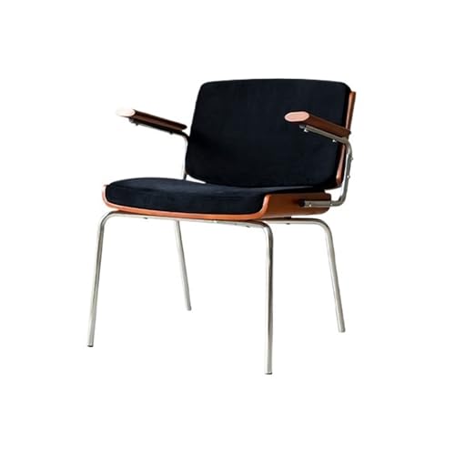 Hhmmei2024-23 Küchen-Esszimmerstuhl Mid Century Esszimmerstühle mit Holzhandlauf, Samtgepolsterter Sessel, Moderne Küchenstühle for Schlafzimmer, Wohnzimmer, Esszimmer Wohnzimmerstuhl(Schwarz) von Hhmmei2024-23
