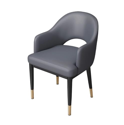 Hhmmei2024-23 Küchen-Esszimmerstuhl Mid-Century-Modern-Esszimmerstühle aus Kunstleder mit Armlehnen, gepolsterter Sitzfläche, Metallbeinen for Küche und Esszimmer Wohnzimmerstuhl(Dark Grey) von Hhmmei2024-23