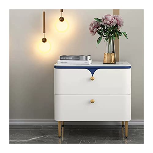 Hhmmei2024-23 Modern Nachttisch, Moderne Nachttische mit goldenem Metallgriff und Tischbeinen, eleganter und praktischer Beistelltisch, modische Schlafzimmermöbel, Weiß Schlafzimmer(L30xD40xH51cm) von Hhmmei2024-23