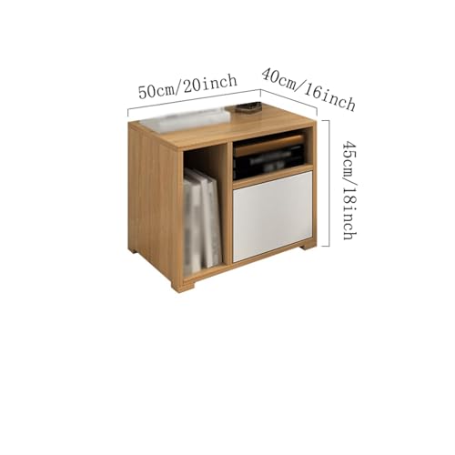 Hhmmei2024-23 Modern Nachttisch in Weiß + Aktenschrank in Holzfarbe mit Einer Schublade + Zwei Fächern, Aufbewahrungsschrank aus Massivholz for Wohnzimmer, Schlafzimmer, Arbeitszimmer Schlafzimmer von Hhmmei2024-23