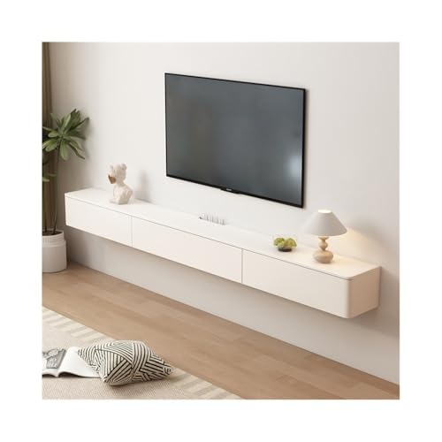 Hhmmei2024-23 TV-Ständerschrank Kleiner schwebender TV-Schrank Wohnzimmermöbel Weißer, cremefarbener Wand-TV-Schrank TV-Ständer Modern(200x24x20cm) von Hhmmei2024-23