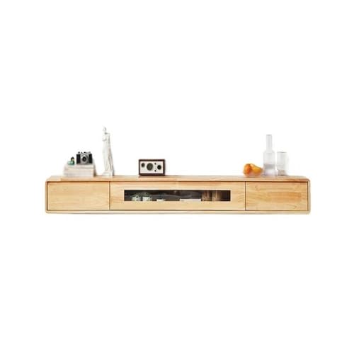 Hhmmei2024-23 TV-Ständerschrank Schwebender TV-Ständer, an der Wand montierte TV-Regale mit Tür, schwebender TV-Schrank for Schlafzimmer und Wohnzimmer TV-Ständer Modern(Natural,Mittel) von Hhmmei2024-23
