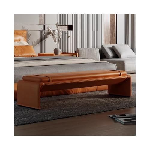 Hocker am Bettende Italienischer minimalistischer Nachttischhocker, leichter, luxuriöser, moderner Hocker zur Aufbewahrung von Kleidung im Schlafzimmer, High-End-Sofa, lange Bank(Orange) von Hhmmei2024-23