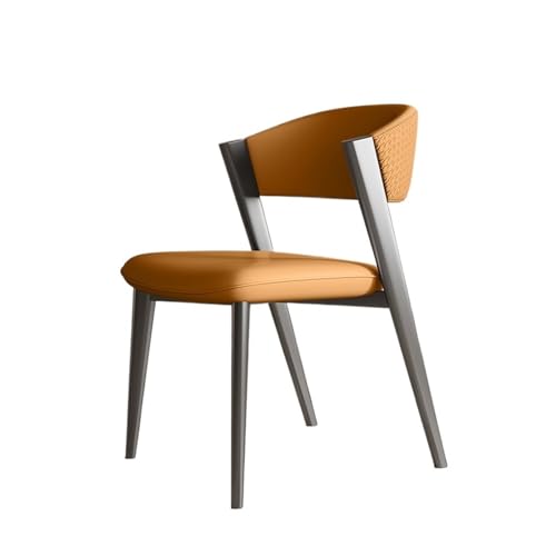 Küchen-Esszimmerstuhl Esszimmerstühle, Küchenstuhl aus PU-Leder, Esszimmerstuhl aus der Mitte des Jahrhunderts mit Metallbeinen, Retro-Akzent-Gästestuhl for Küche und Esszimmer Wohnzimmerstuhl(Orange) von Hhmmei2024-23
