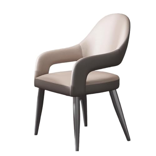 Küchen-Esszimmerstuhl Moderne Akzentsessel for Wohn- und Esszimmer, Akzentstühle aus Kunstleder mit gepolstertem Sitz, Armlehnen, Rückenlehne und Metallbeinen, gepolsterter Loungesessel for den Empfan von Hhmmei2024-23