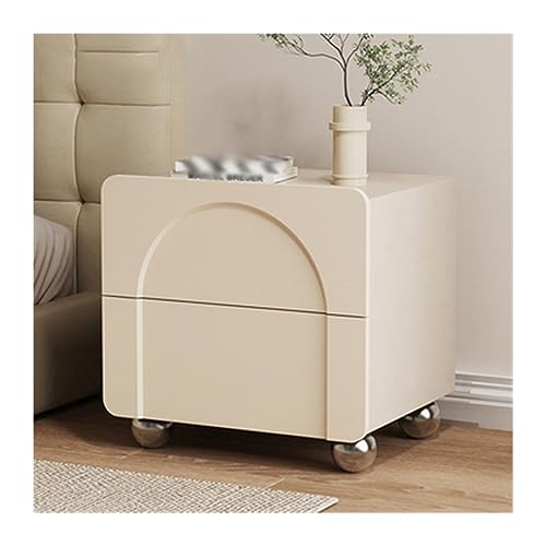 Modern Kleiner Nachttisch aus Holz, einfacher einfarbiger Nachttisch mit Aufbewahrung for Schlafzimmer, niedliche Schrankfüße, Doppelschublade, Nachttischmöbel mit großer Kapazität Schlafzimmer(Beige, von Hhmmei2024-23