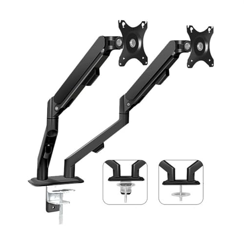 Monitorständer Dual-Monitor-Halterung for die meisten 17-30-Zoll-Bildschirme, jeder Arm trägt max. 19,8 Pfund, höhenverstellbarer Dual-Monitor-Ständer mit Gasfeder und VESA 75 mm oder 100 mm(Schwarz) von Hhmmei2024-23