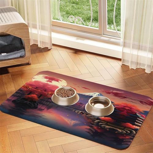 Japan Mount Fuji Landschaft 2 Druck Haustier saugfähige Tischdecke, spezielles Pad für Futternäpfe, rollbar zur Aufbewahrung, ideal für Futternäpfe von Hhwwtye