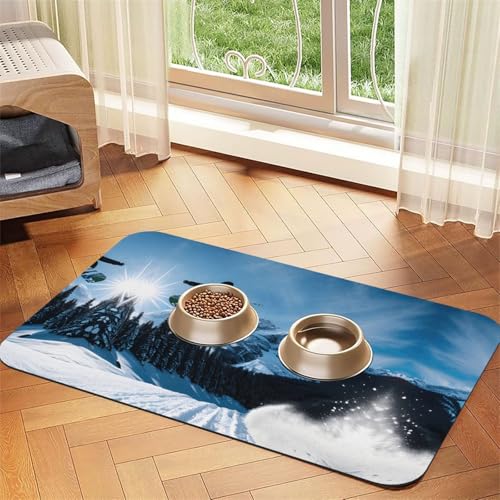 Saugfähige Tischdecke, Snowboard-Druck, spezielles Pad für Futternäpfe, rollbar zur Aufbewahrung, ideal für Futternäpfe Saugfähige Tischdecke, Snowboard-Druck, spezielles Pad für Futternäpfe, rollbar zur Aufbewahrung, ideal für Futternäpfe von Hhwwtye