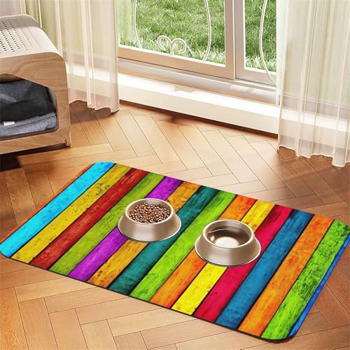 Saugfähige Tischdecke aus farbigem Holzbrett, spezielles Pad für Futternäpfe, rollbar zur Aufbewahrung, ideal für Futternäpfe Saugfähige Tischdecke aus farbigem Holzbrett, spezielles Pad für Futternäpfe, rollbar zur Aufbewahrung, ideal für Futternäpfe von Hhwwtye