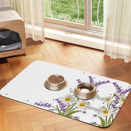 Saugfähige Tischdecke für Haustiere, Lavendel und Gänseblümchen, spezielles Pad für Futternäpfe, rollbar zur Aufbewahrung, ideal für Futternäpfe Saugfähige Tischdecke für Haustiere, Lavendel und Gänseblümchen, spezielles Pad für Futternäpfe, rollbar zur Aufbewahrung, ideal für Futternäpfe von Hhwwtye