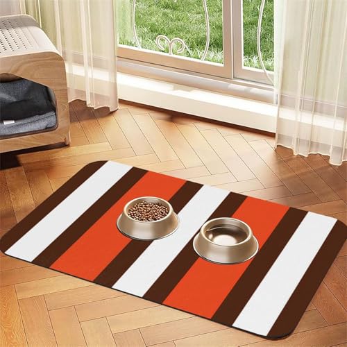 Saugfähige Tischdecke für Haustiere, Orange und Weiß, gestreift, spezielles Pad für Futternäpfe, rollbar zur Aufbewahrung, ideal für Futternäpfe Saugfähige Tischdecke für Haustiere, Orange und Weiß, gestreift, spezielles Pad für Futternäpfe, rollbar zur Aufbewahrung, ideal für Futternäpfe von Hhwwtye