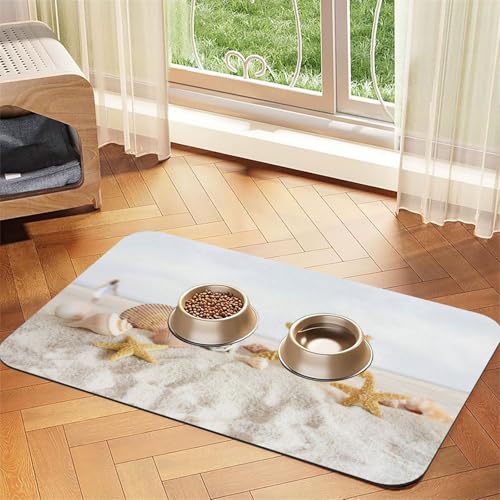 Saugfähige Tischdecke für Haustiere, Strandmotiv, spezielles Pad für Futternäpfe, rollbar zur Aufbewahrung, ideal für Futternäpfe Saugfähige Tischdecke für Haustiere, Strandmotiv, spezielles Pad für Futternäpfe, rollbar zur Aufbewahrung, ideal für Futternäpfe von Hhwwtye