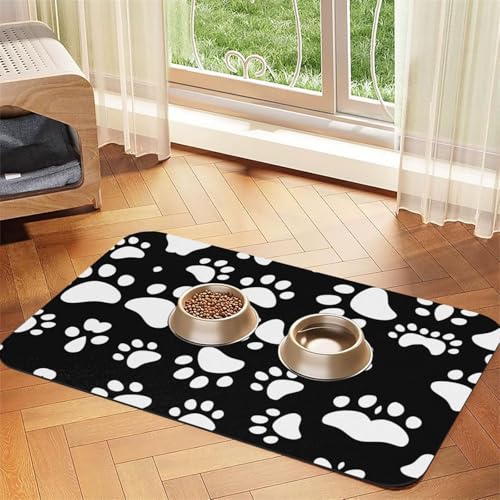 Saugfähige Tischdecke mit Bärentatzen-Druck, spezielles Pad für Futternäpfe, rollbar zur Aufbewahrung, ideal für Futternäpfe von Hhwwtye