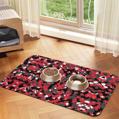 Saugfähige Tischdecke mit Camouflage-Muster, spezielles Pad für Futternäpfe, rollbar zur Aufbewahrung, ideal für Futternäpfe von Hhwwtye