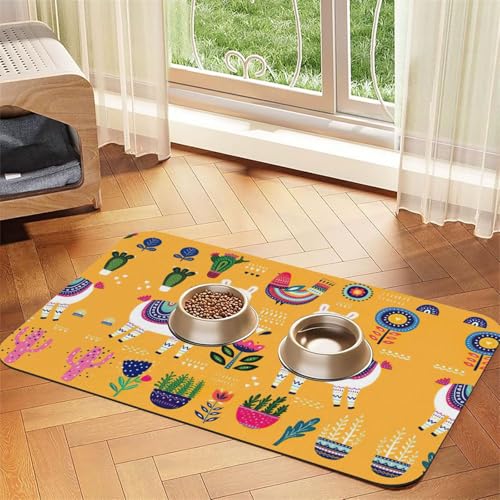 Saugfähige Tischdecke mit Cartoon-Alpaka-Motiv, spezielles Pad für Futternäpfe, rollbar zur Aufbewahrung, ideal für Futternäpfe Saugfähige Tischdecke mit Cartoon-Alpaka-Motiv, spezielles Pad für Futternäpfe, rollbar zur Aufbewahrung, ideal für Futternäpfe von Hhwwtye