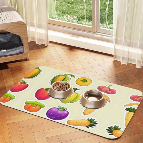 Saugfähige Tischdecke mit Cartoon-Motiv für Gemüse, Obst, spezielles Pad für Futternäpfe, rollbar zur Aufbewahrung, ideal für Futternäpfe Saugfähige Tischdecke mit Cartoon-Motiv für Gemüse, Obst, spezielles Pad für Futternäpfe, rollbar zur Aufbewahrung, ideal für Futternäpfe von Hhwwtye