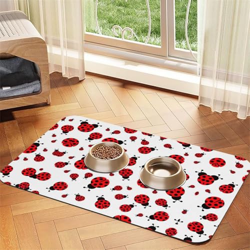 Saugfähige Tischdecke mit Marienkäfer-Druck, spezielles Pad für Futternäpfe, rollbar zur Aufbewahrung, ideal für Futternäpfe Saugfähige Tischdecke mit Marienkäfer-Druck, spezielles Pad für Futternäpfe, rollbar zur Aufbewahrung, ideal für Futternäpfe von Hhwwtye