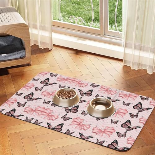 Saugfähige Tischdecke mit Schmetterlings-Motiv, spezielles Pad für Futternäpfe, rollbar zur Aufbewahrung, ideal für Futternäpfe Saugfähige Tischdecke mit Schmetterlings-Motiv, spezielles Pad für Futternäpfe, rollbar zur Aufbewahrung, ideal für Futternäpfe von Hhwwtye