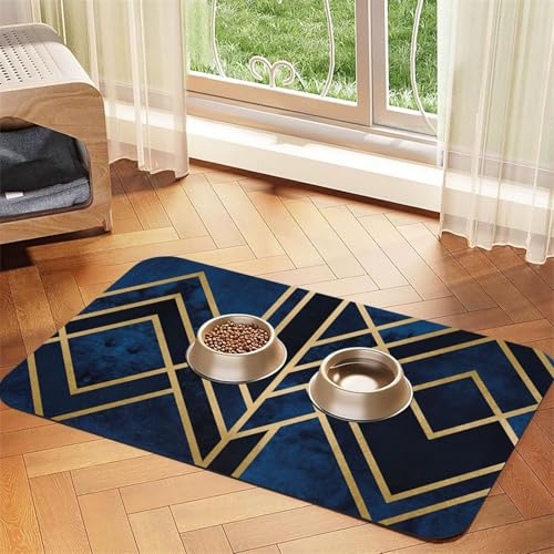 Saugfähige Tischdecke mit abstraktem geometrischem Druck, spezielles Pad für Futternäpfe, rollbar zur Aufbewahrung, ideal für Futternäpfe von Hhwwtye