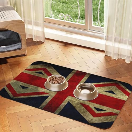 Saugfähige Tischdecke mit britischer Flagge, spezielles Pad für Futternäpfe, rollbar zur Aufbewahrung, ideal für Futternäpfe von Hhwwtye
