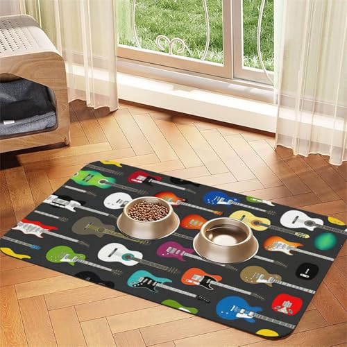 Saugfähige Tischdecke mit farbigem Akustik- und Gitarrendruck, spezielles Pad für Futternäpfe, rollbar zur Aufbewahrung, ideal für Futternäpfe Saugfähige Tischdecke mit farbigem Akustik- und Gitarrendruck, spezielles Pad für Futternäpfe, rollbar zur Aufbewahrung, ideal für Futternäpfe von Hhwwtye