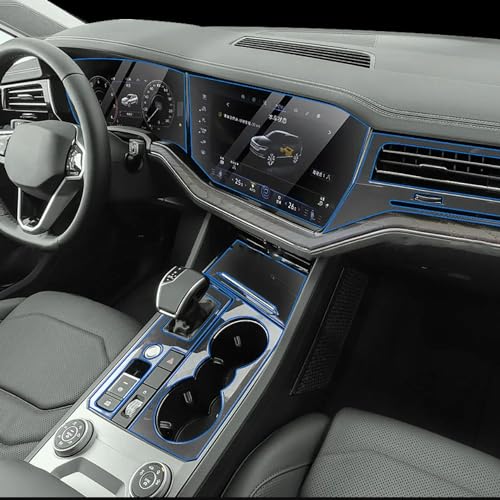 HhyY6LL Auto Interior TPU schutzhülle Film Anti-Scratch Zubehör Für VW Touareg 2024 2023 2022 2021,Mittelkonsole Kratzfest Reparatur TPU Schützen Folie,B-transparent von HhyY6LL