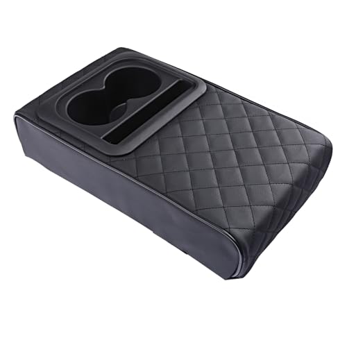 HhyY6LL Auto Mittelkonsole Abdeckung,für Leon MK4 KL1 KL8 2020 2021 2022,Mittelkonsole Auto Box Matte Multifunktionales Auto-Armlehnen-Kissen,B/Black Embroidery von HhyY6LL