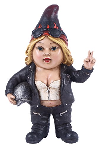 Hi-Line Gift Ltd. Frau Biker GNOME mit Helm – gnomad Statue von Hi-Line Gift Ltd